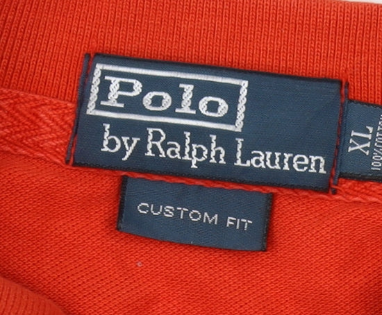 Ralph Lauren Men's Orange Polo Shirt XL Cotton