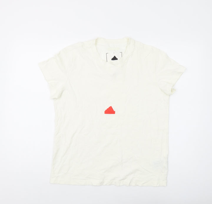 Adidas Unisex White T-Shirt L Basic Crew Neck