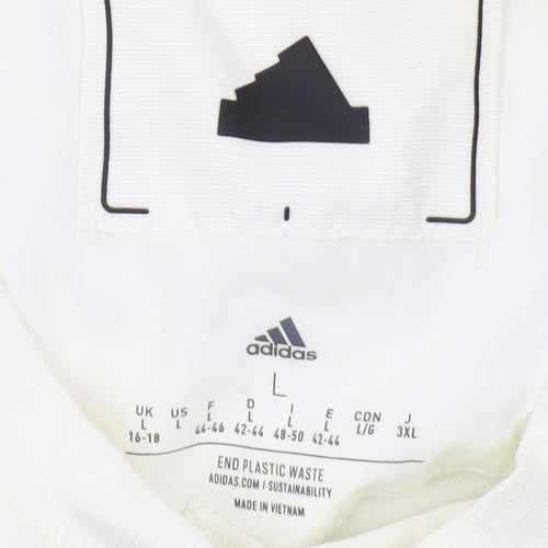 Adidas Unisex White T-Shirt L Basic Crew Neck