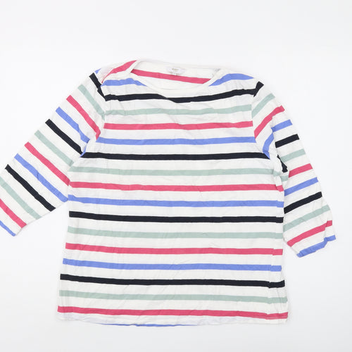 Cotton Traders Women's Multicoloured Striped T-Shirt Size 16