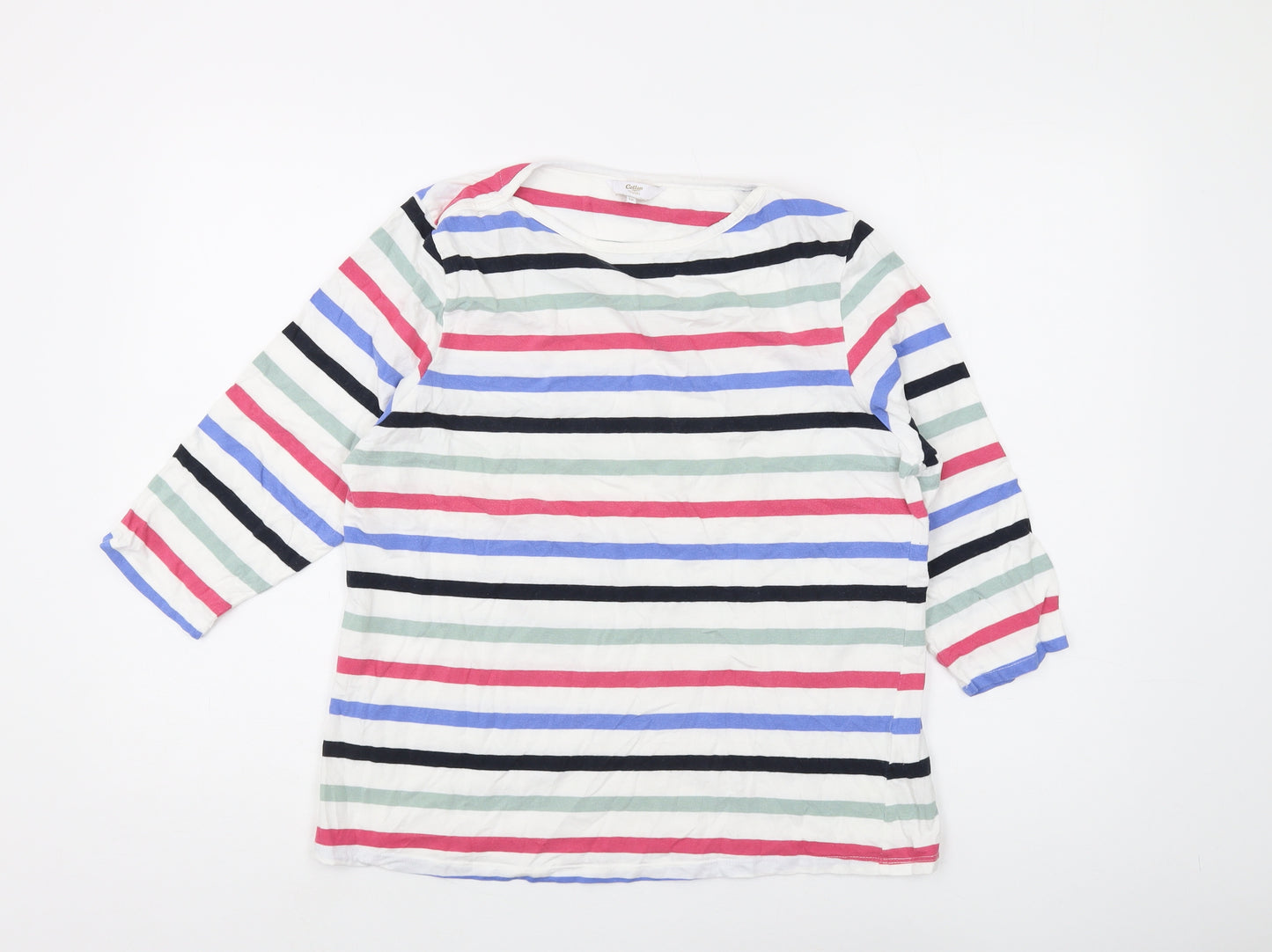 Cotton Traders Women's Multicoloured Striped T-Shirt Size 16