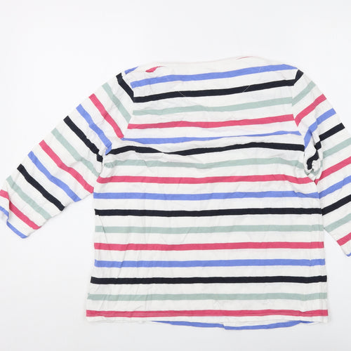 Cotton Traders Women's Multicoloured Striped T-Shirt Size 16