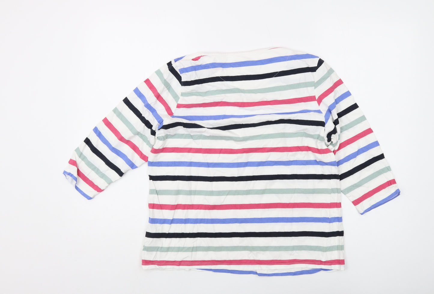 Cotton Traders Women's Multicoloured Striped T-Shirt Size 16