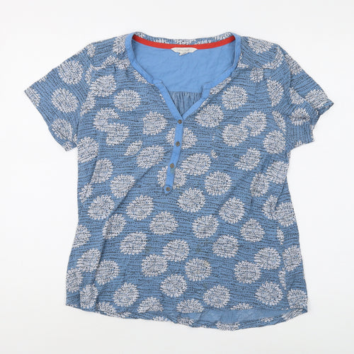 White Stuff Women's Blue Floral T-Shirt, Size 12