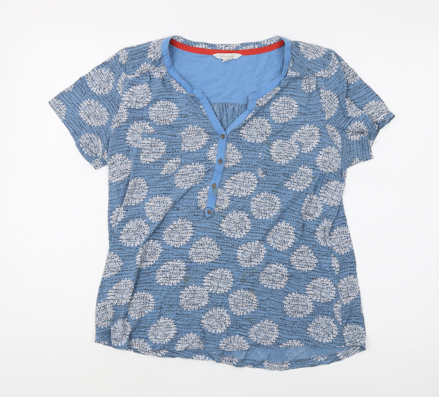 White Stuff Women's Blue Floral T-Shirt, Size 12