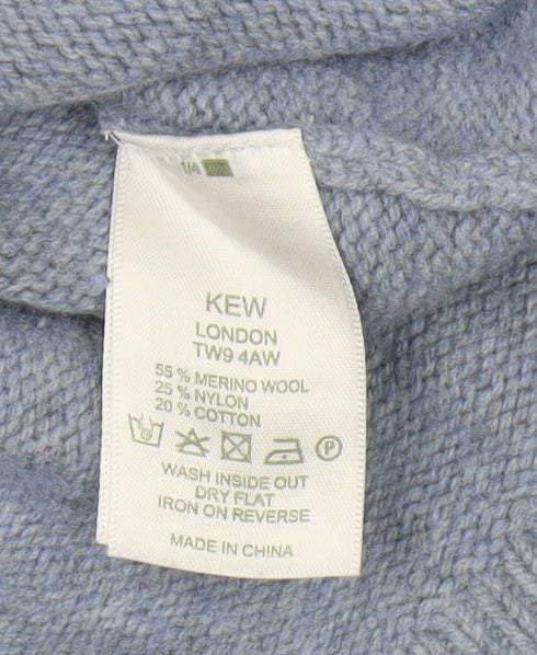 Kew Women's Blue Cable-Knit Jumper, Size 10, Merino Wool