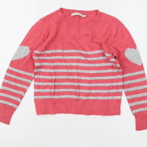 Mint Velvet Girls Pink Striped Pullover Jumper, Size 6 Years