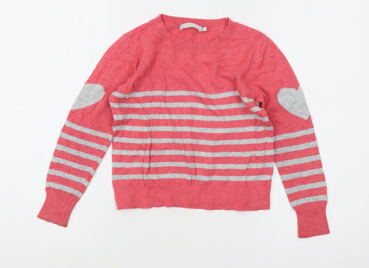 Mint Velvet Girls Pink Striped Pullover Jumper, Size 6 Years