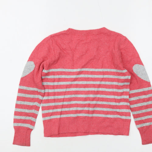 Mint Velvet Girls Pink Striped Pullover Jumper, Size 6 Years