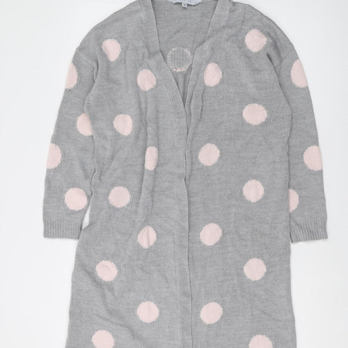 Amara Reya Women's Grey Polka Dot Cardigan, M, Knit