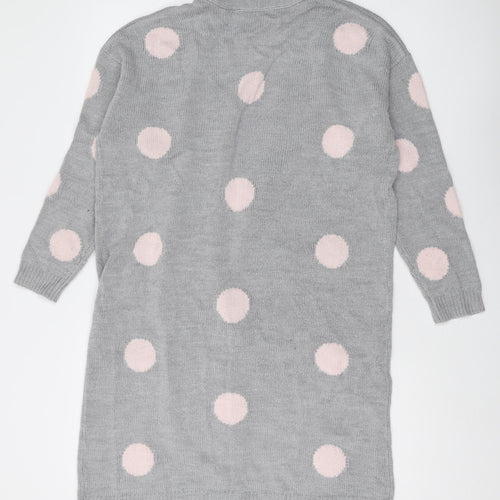 Amara Reya Women's Grey Polka Dot Cardigan, M, Knit