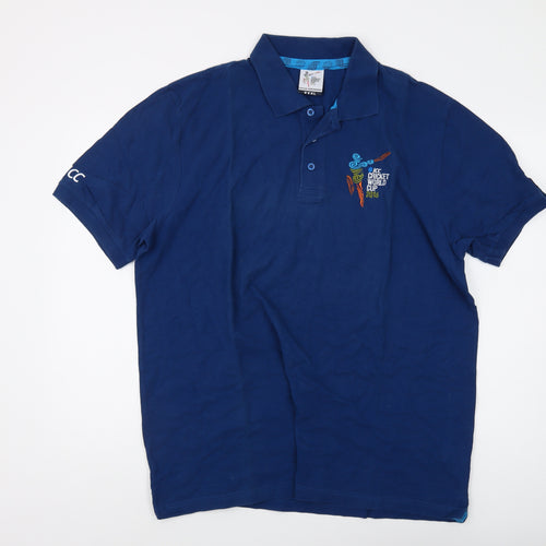 ICC Cricket World Cup Men's 3XL Blue Polo Shirt