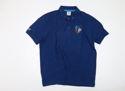 ICC Cricket World Cup Men's 3XL Blue Polo Shirt