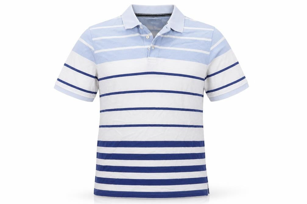 Maine New England Men's Blue Striped Polo M