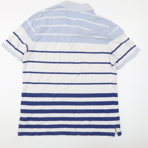 Maine New England Men's Blue Striped Polo M