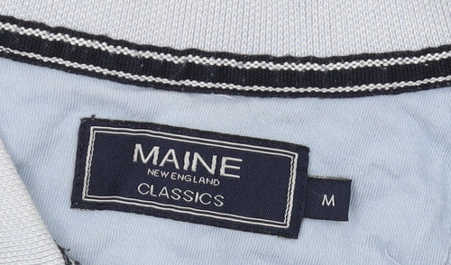 Maine New England Men's Blue Striped Polo M