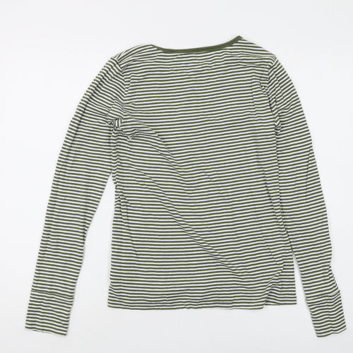 Gap Women's Green Striped T-Shirt M Long Sleeve