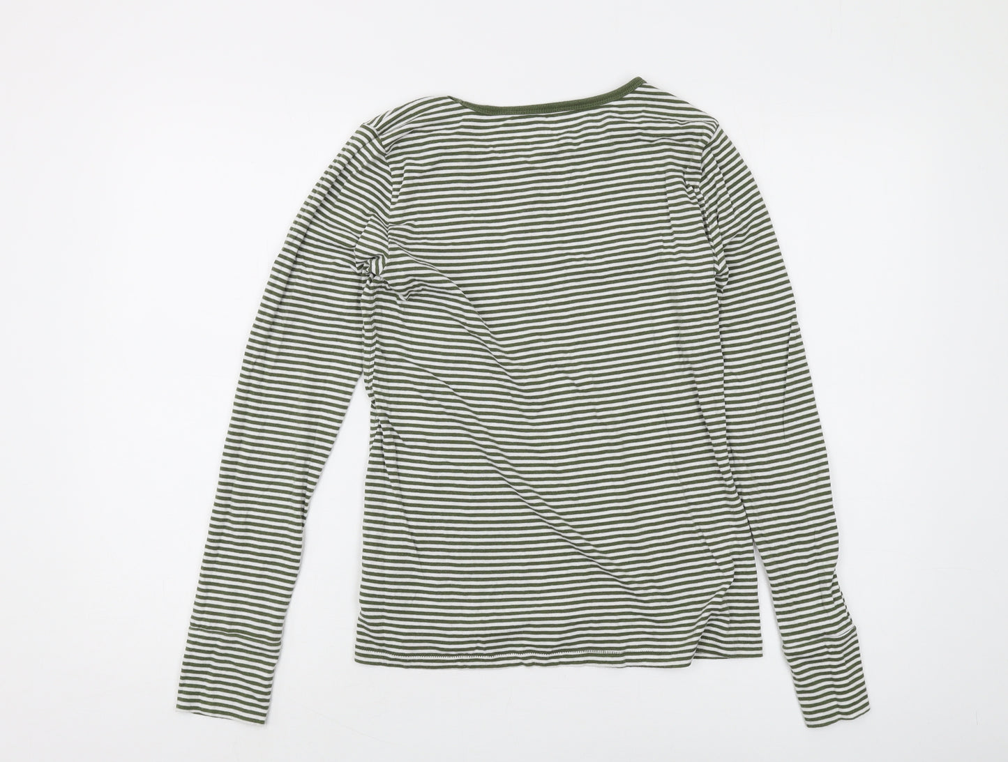 Gap Women's Green Striped T-Shirt M Long Sleeve