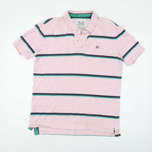 Crew Clothing Co. Men's Pink Striped Polo Shirt M