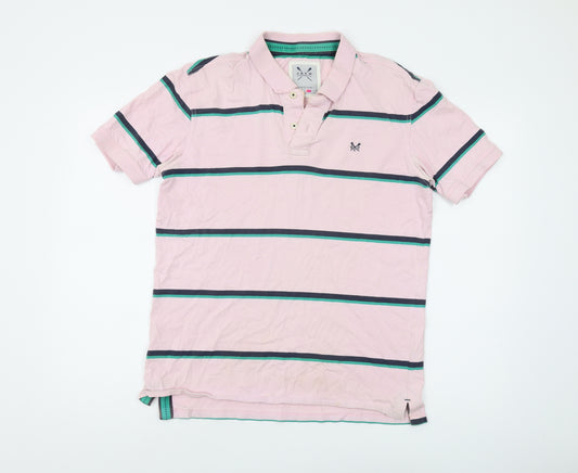 Crew Clothing Co. Men's Pink Striped Polo Shirt M