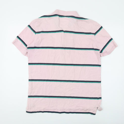 Crew Clothing Co. Men's Pink Striped Polo Shirt M