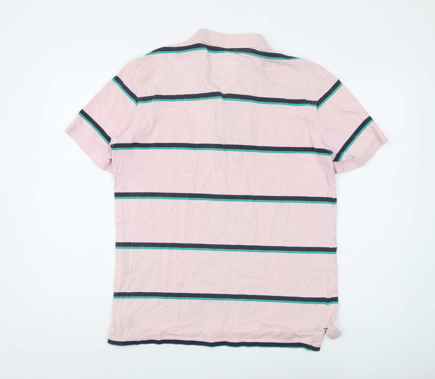 Crew Clothing Co. Men's Pink Striped Polo Shirt M