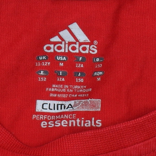 Adidas Boys Red Crew Neck T-Shirt, Size 11-12 Years