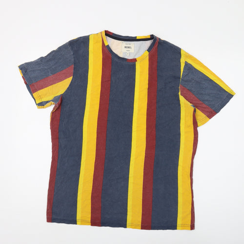 Rebel Men's Multicoloured Striped T-Shirt S