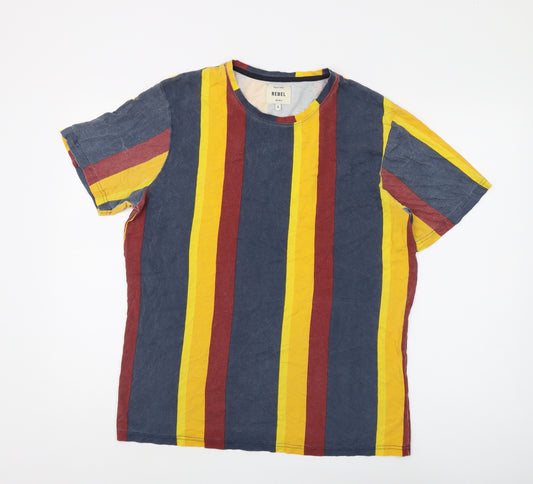 Rebel Men's Multicoloured Striped T-Shirt S