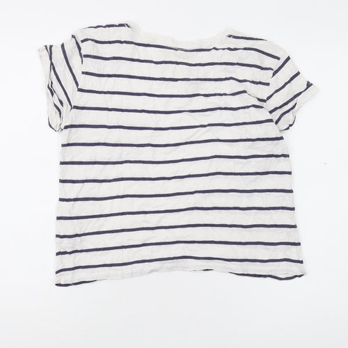 Hollister Women's L White Striped T-Shirt