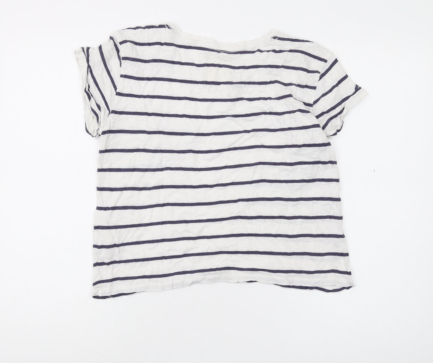 Hollister Women's L White Striped T-Shirt