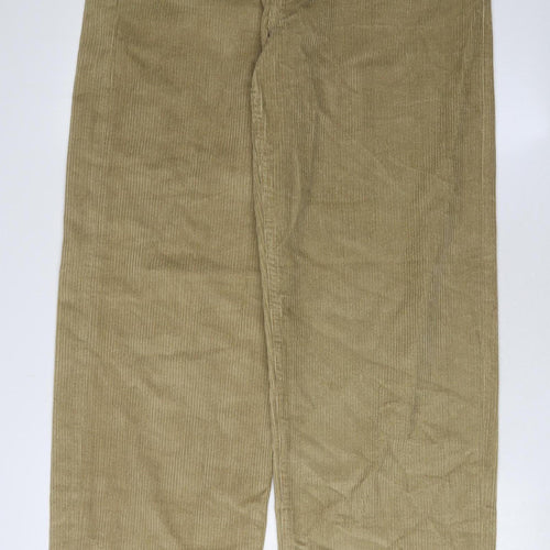 Motel Women's Beige Corduroy Wide-Leg Trousers M