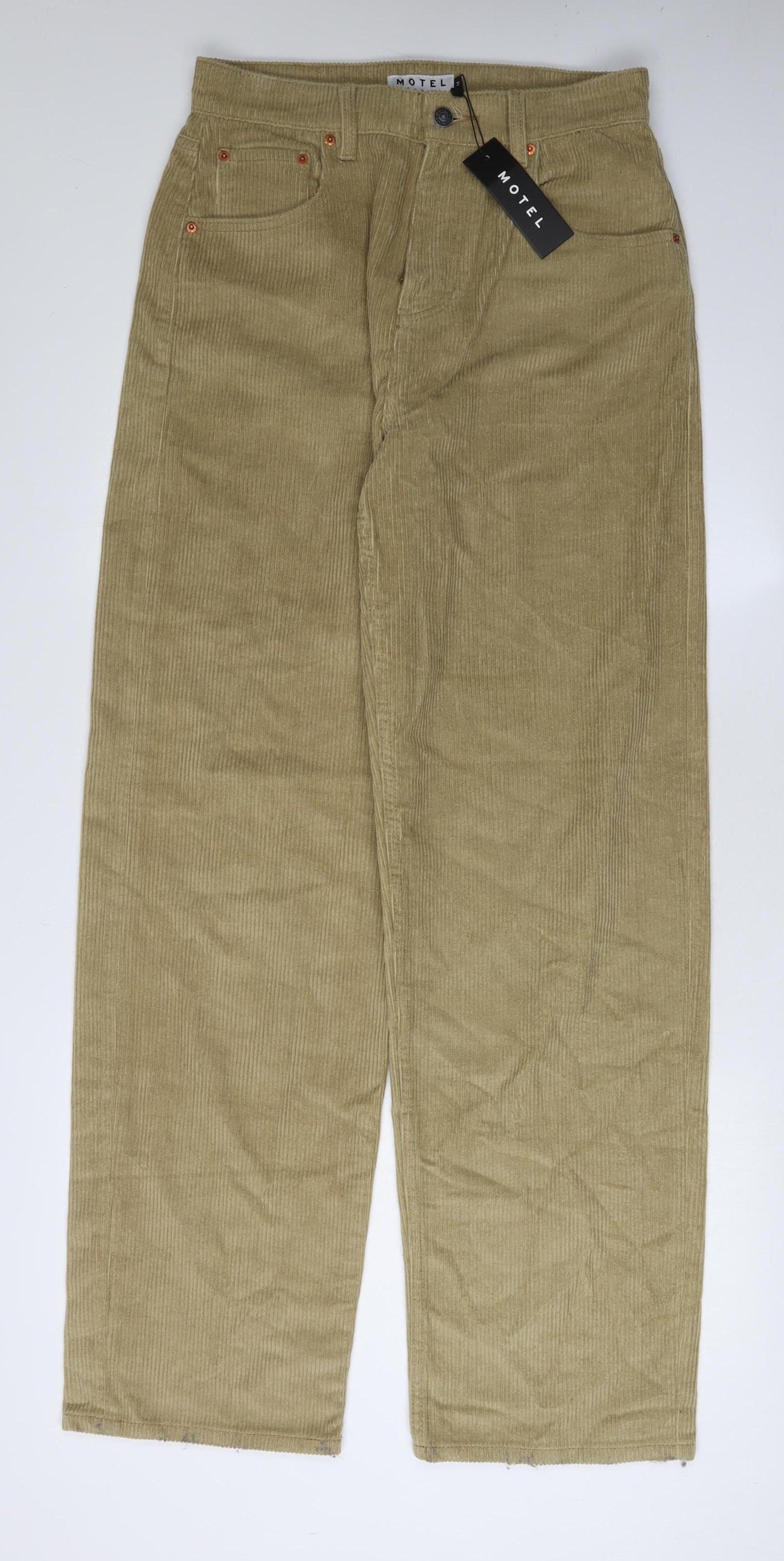 Motel Women's Beige Corduroy Wide-Leg Trousers M