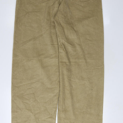 Motel Women's Beige Corduroy Wide-Leg Trousers M