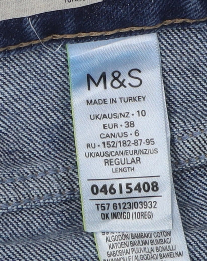 M&S Women's Blue Straight Denim Jeans Size 10 Regular