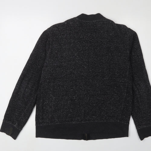 Burton Menswear Black Knit Zip Sweatshirt, Size M, Men's