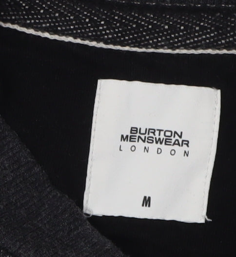 Burton Menswear Black Knit Zip Sweatshirt, Size M, Men's