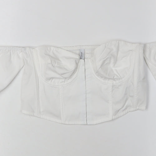 Stradivarius Women's White Cropped Blouse, Off Shoulder Size 10