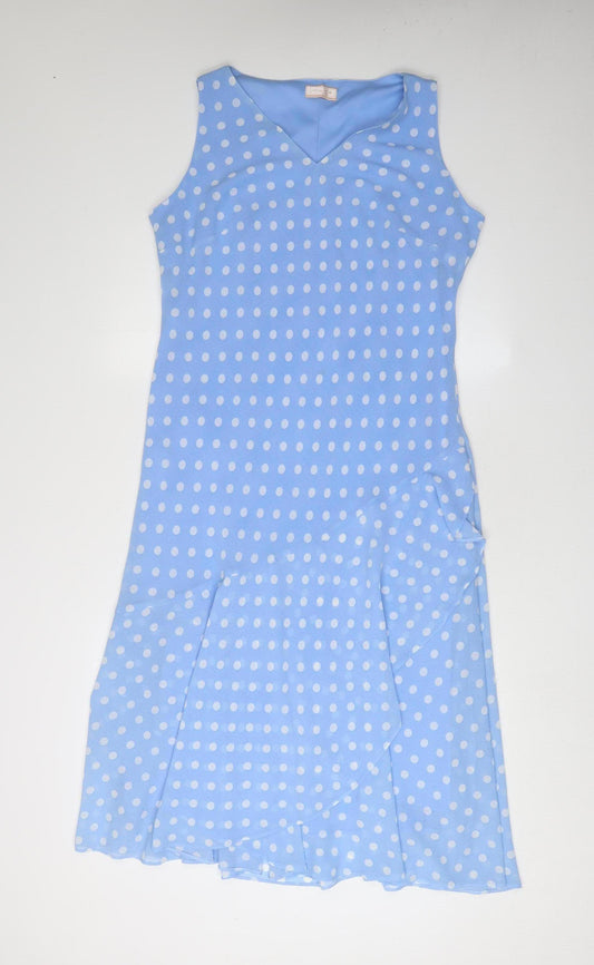 Katherine Co Women's Blue Polka Dot A-Line Midi Dress