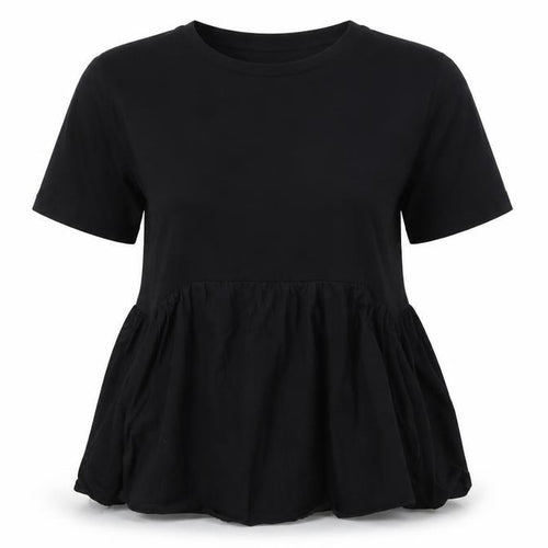 Zara Black Cotton Women's T-Shirt, Size L, Crew Neck