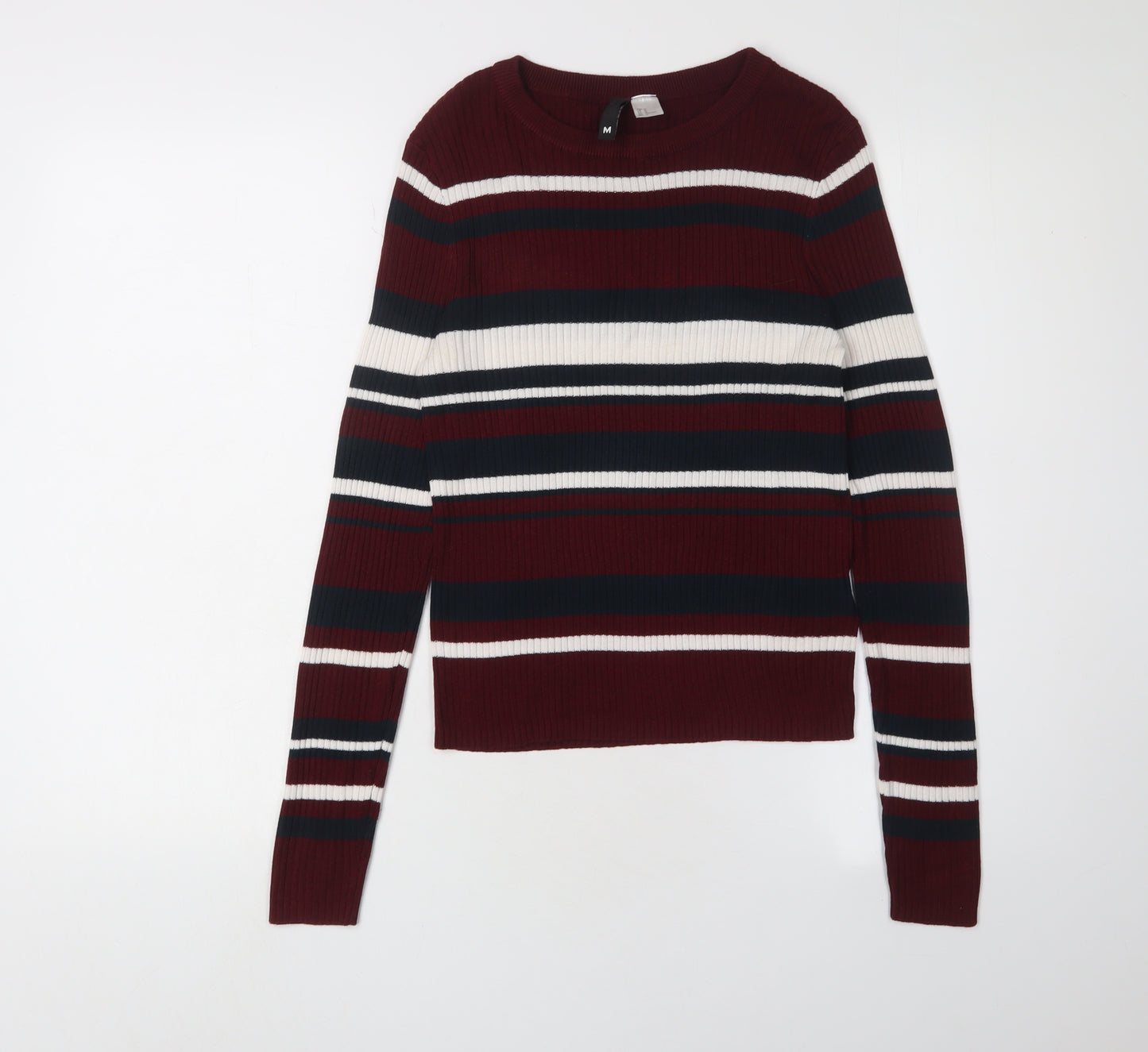 H&M Women's Red Striped Pullover Sweater - Size 12