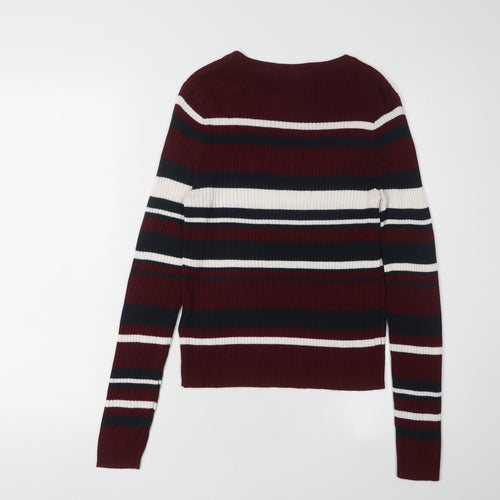 H&M Women's Red Striped Pullover Sweater - Size 12