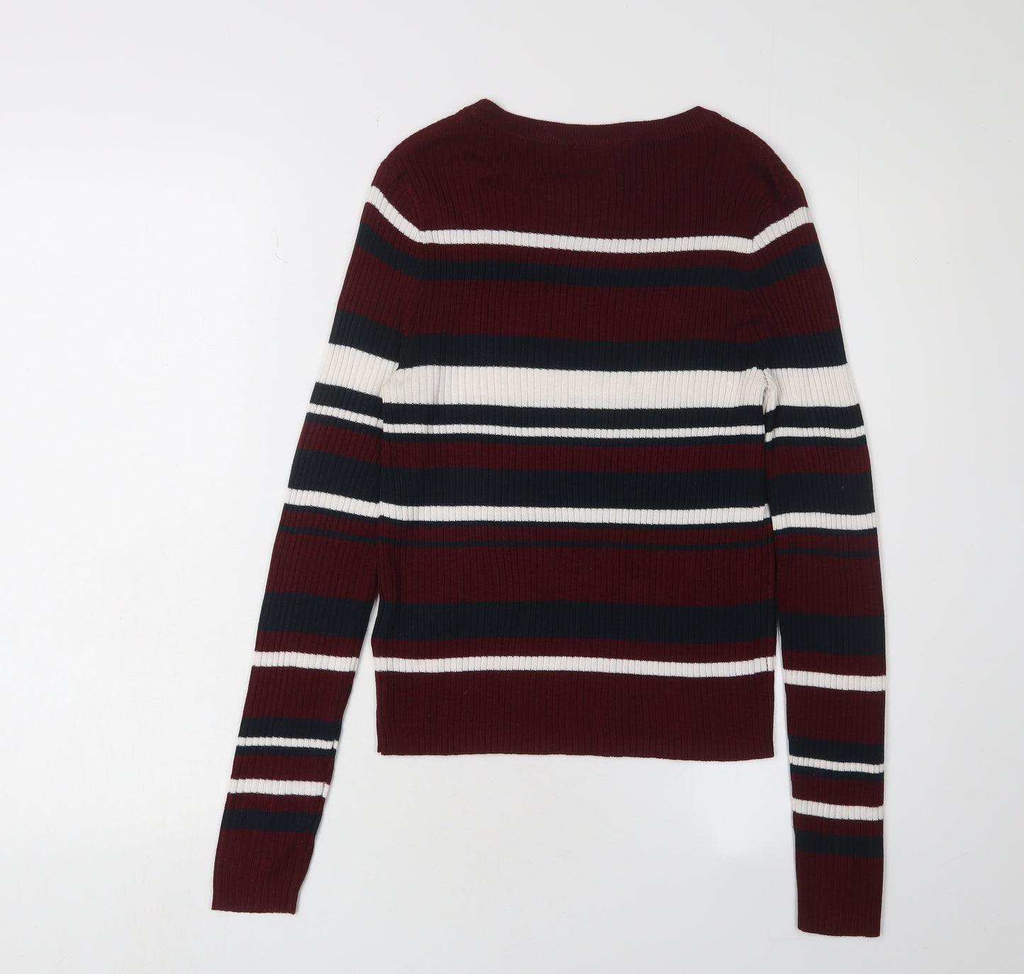 H&M Women's Red Striped Pullover Sweater - Size 12