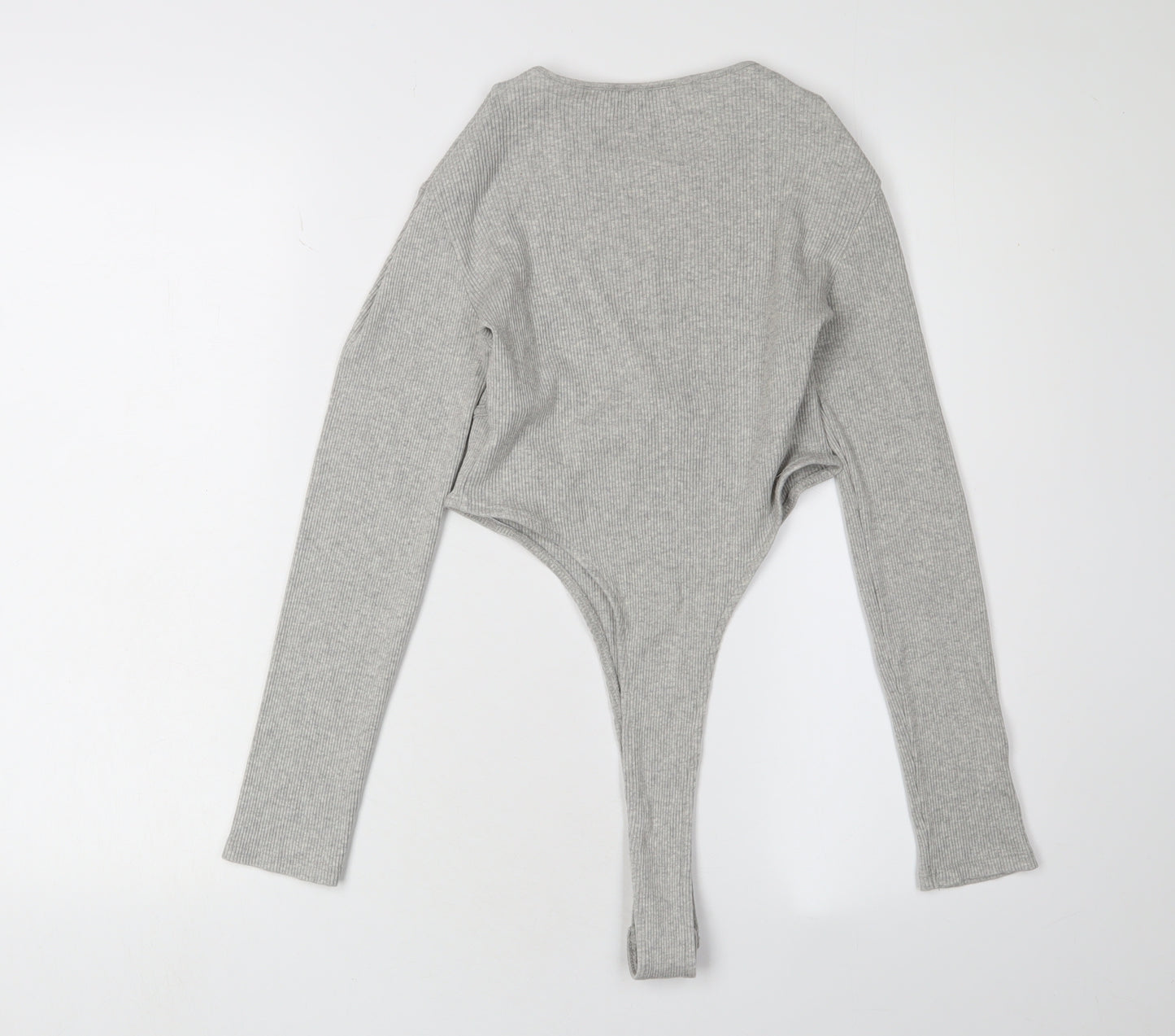 Zara Women's Grey Long Sleeve Knit Bodysuit L