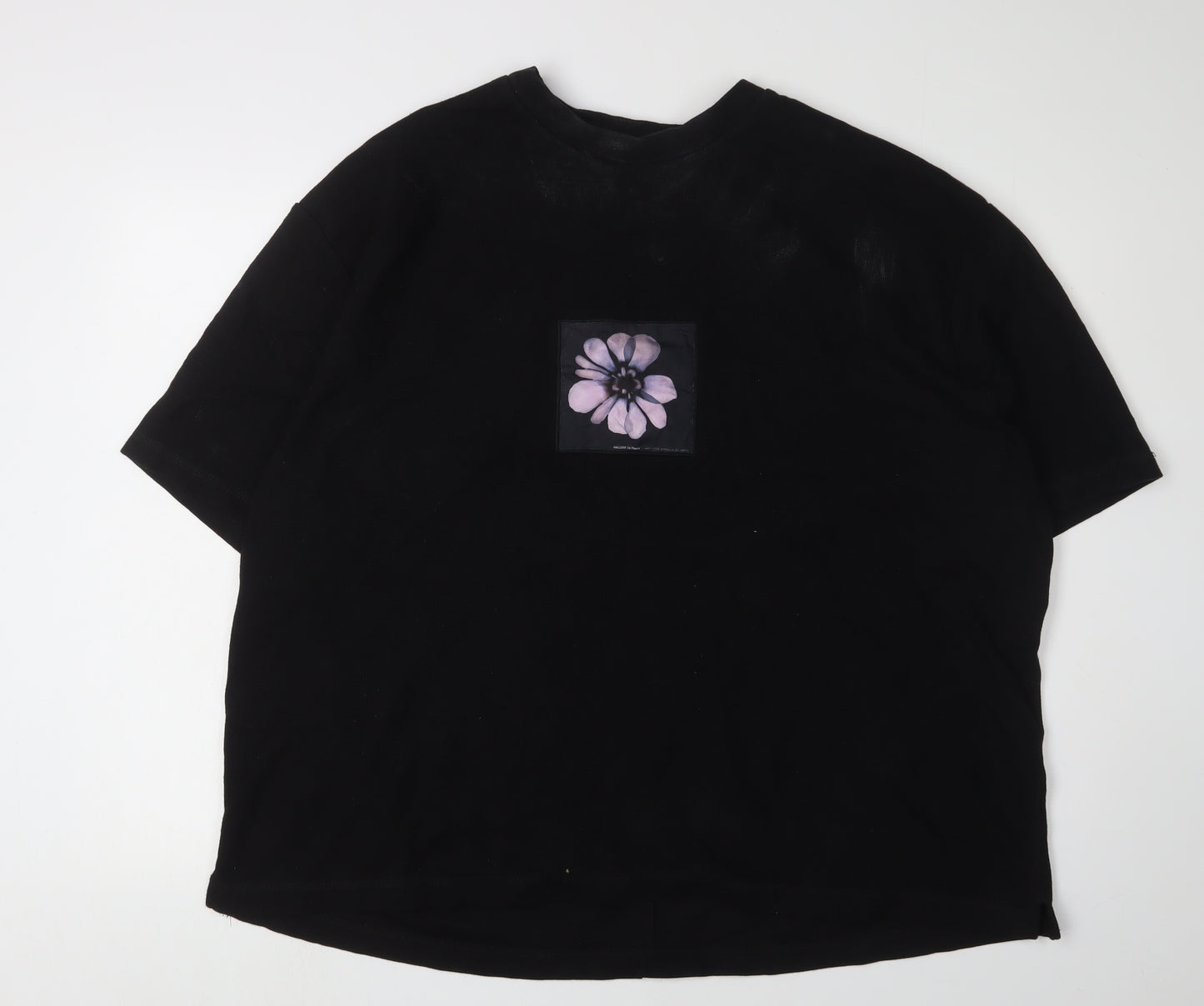River Island Men's Black Floral Graphic T-Shirt 2XL