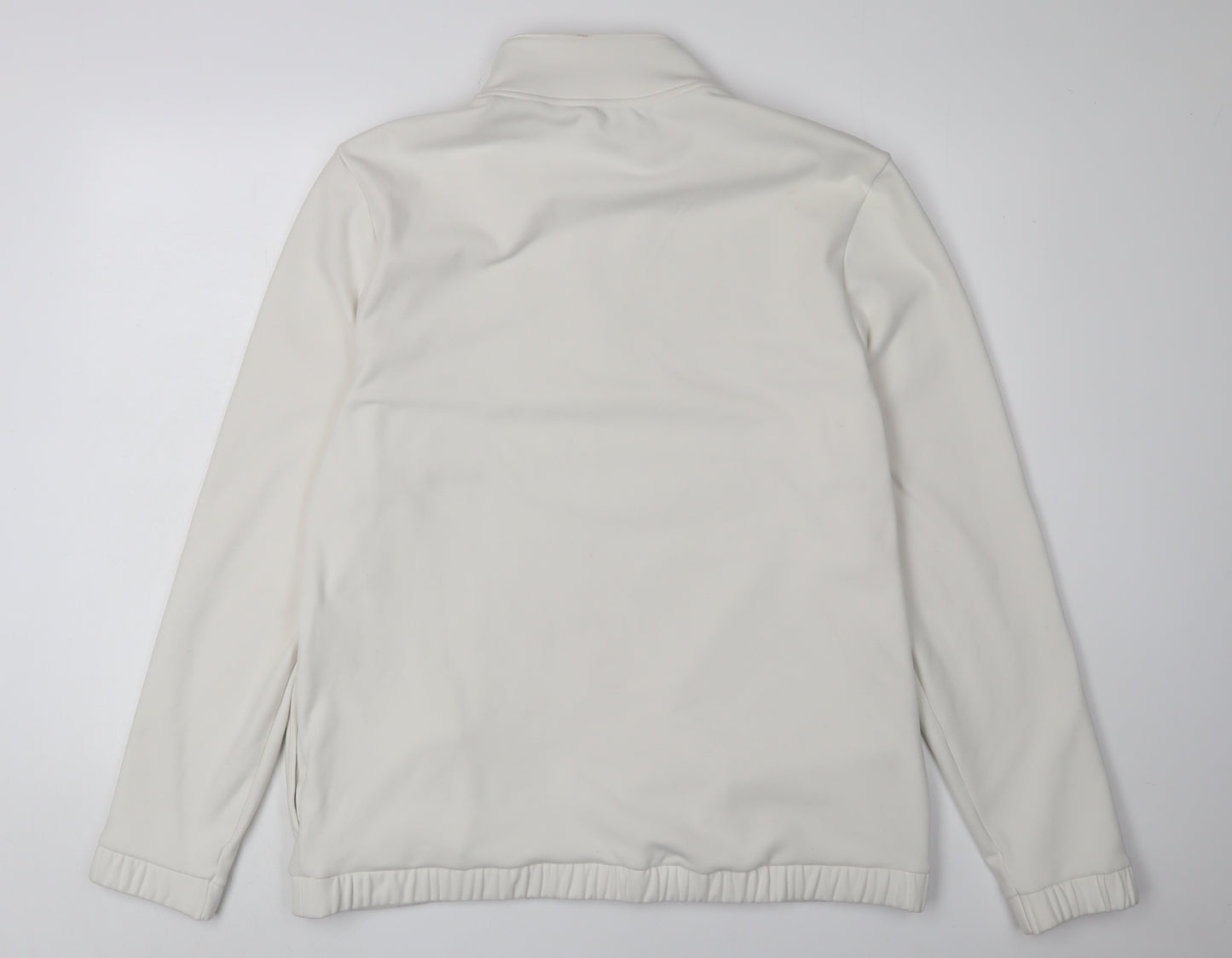 Marks and Spencer Men's Ivory 1/4 Zip Sweater - Size L