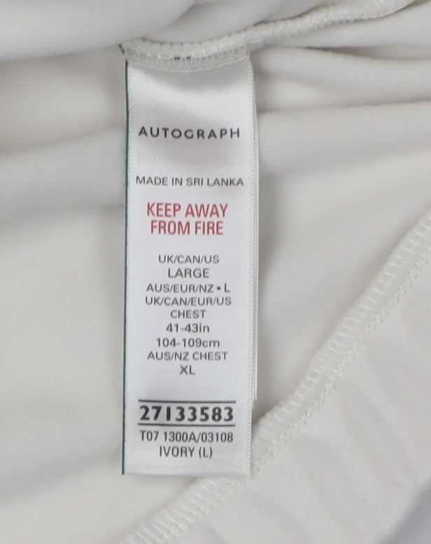 Marks and Spencer Men's Ivory 1/4 Zip Sweater - Size L
