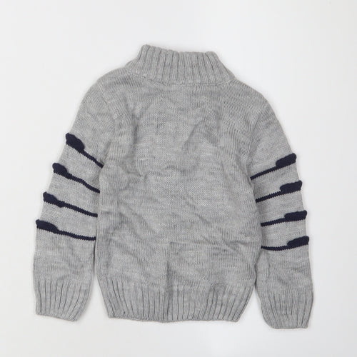 Merzan Boys Grey Henley Jumper, Size 2-3 Years, Winter Knit