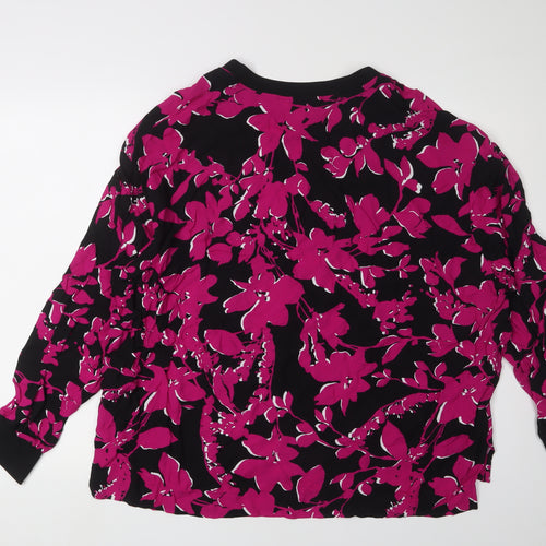 Marks & Spencer Women's Black Floral Top, Size 18