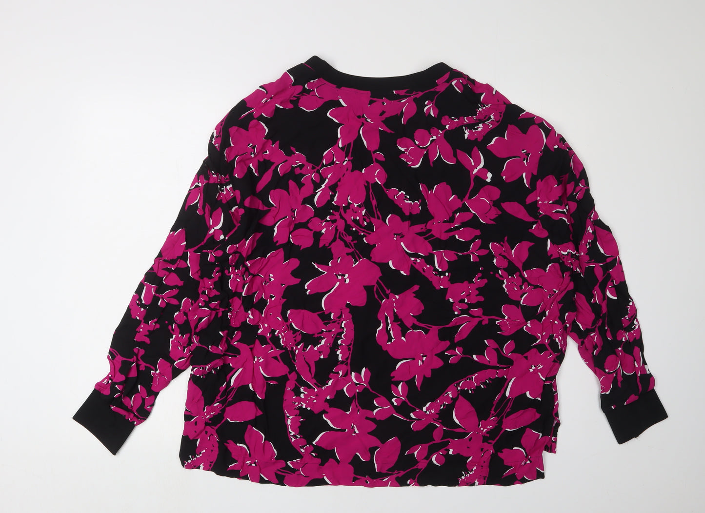 Marks & Spencer Women's Black Floral Top, Size 18